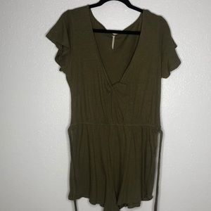 Free people olive green ROMPER with tie